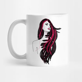 Stylish girl with pink hair Mug